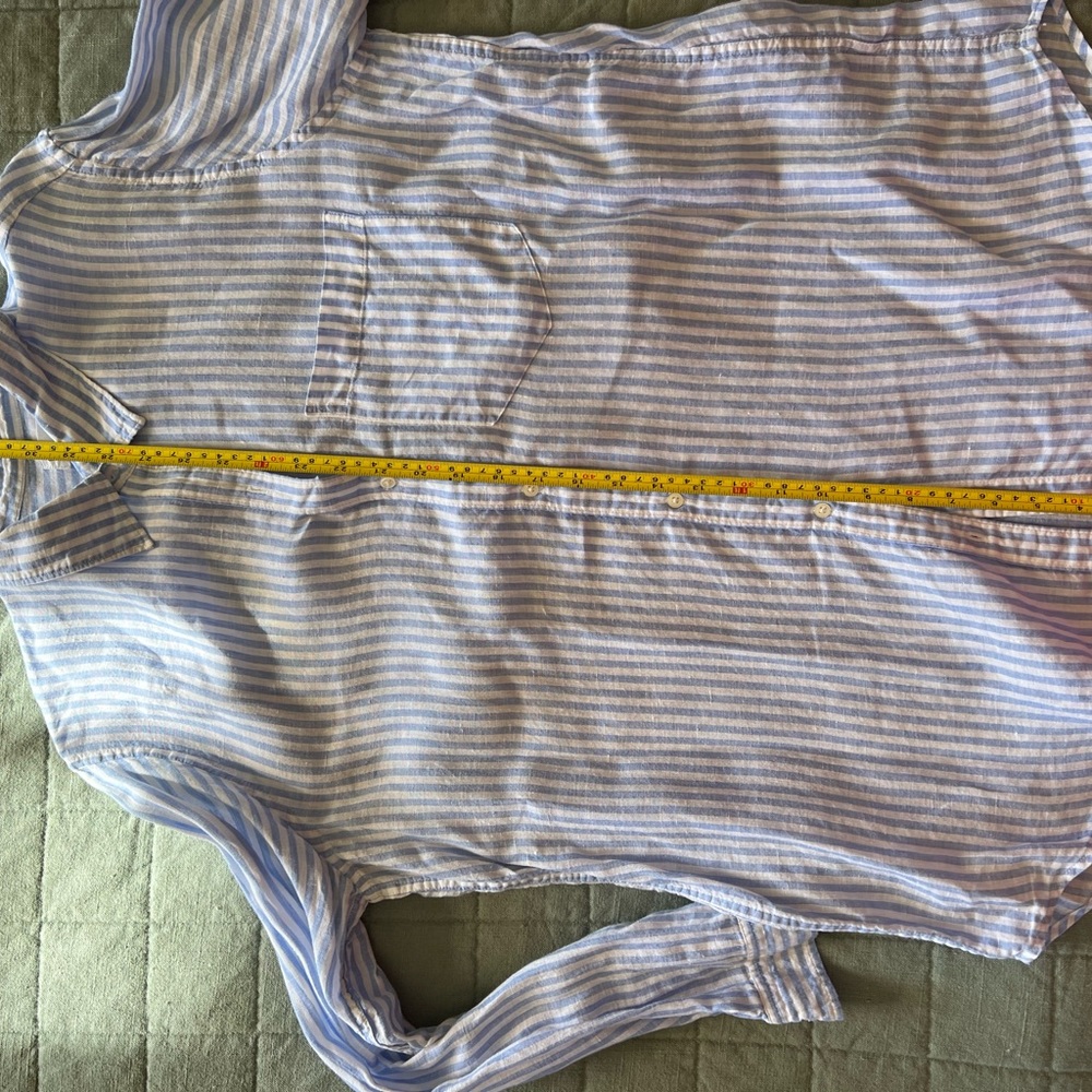 Fun blue and white stripe linen  shirt - Picture 4 of 5